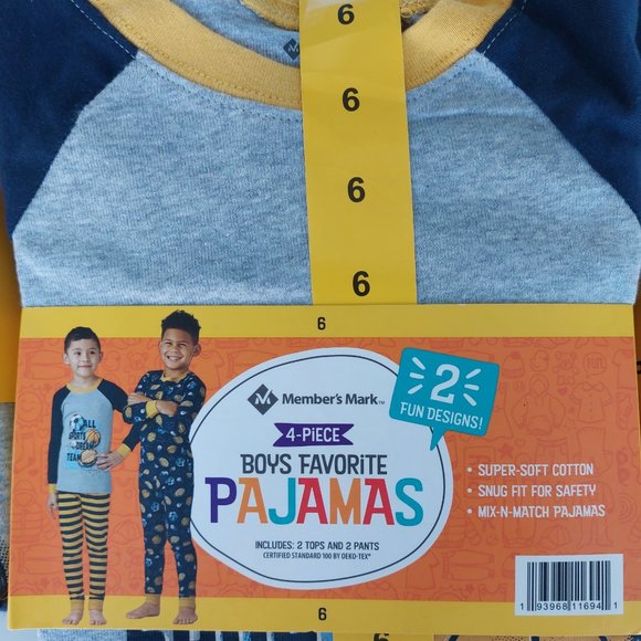 Member's Mark Children's 100% Cotton 4 Piece Long Sleeve Pajama Set - Picture 10 of 10